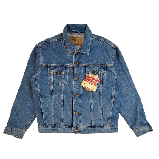 Nico 90s Vintage Mid Blue Button Denim Jacket Uk Men's Size XL