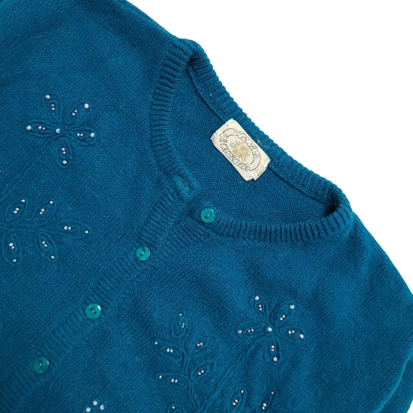 Vintage 80s Blue Button Thin Knit Cardigan Uk Women's Size Medium