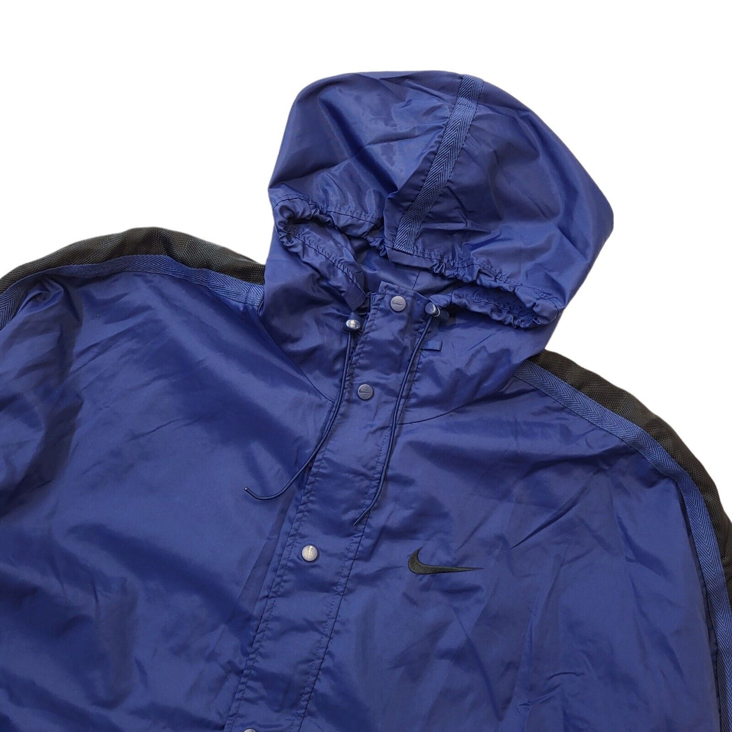 Nike 90s Vintage Blue Zip & Snap Hooded Windbreaker Jacket UK Men's Size XL