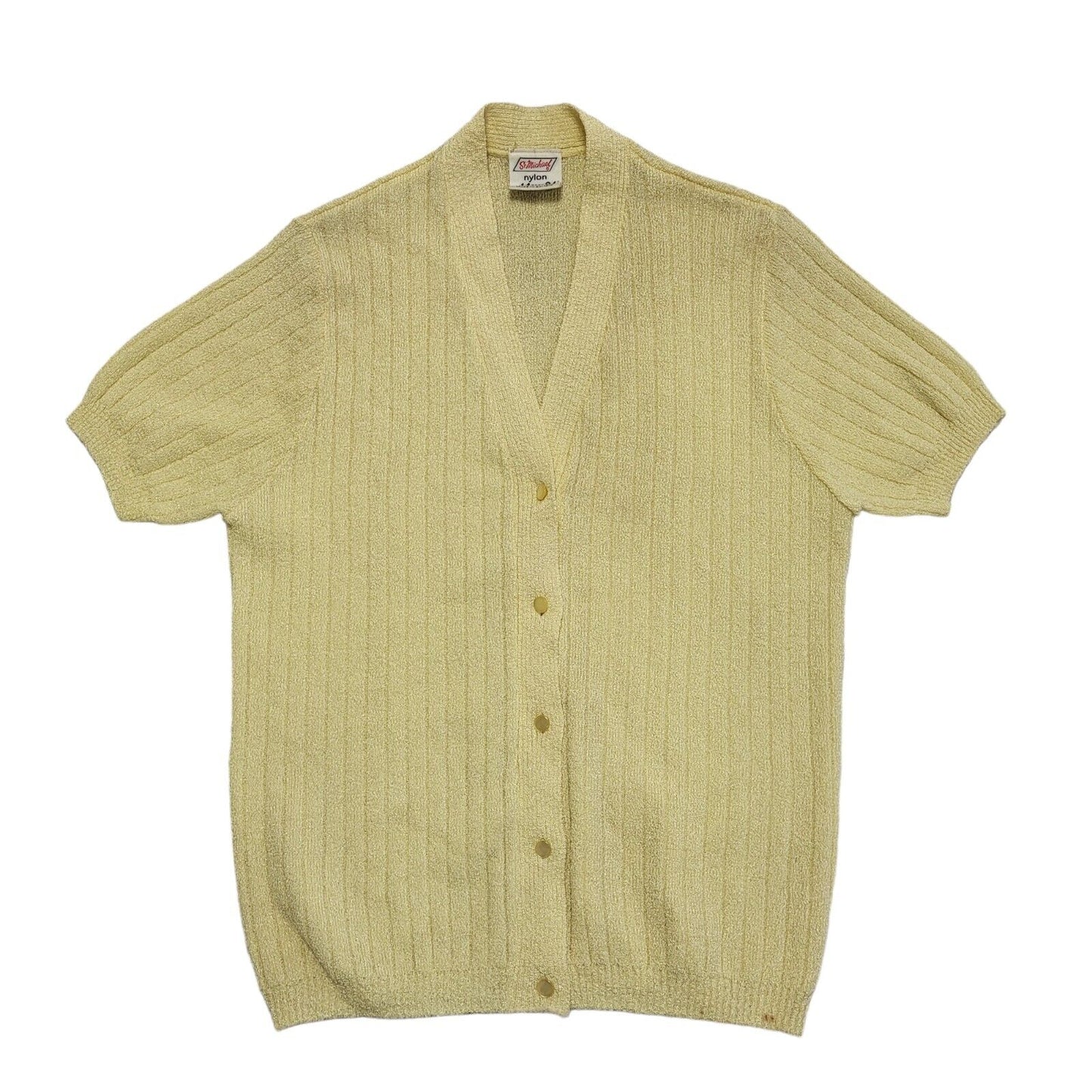 St Michael Vintage 70's Yellow Button Front Cardigan Womens UK Size 14