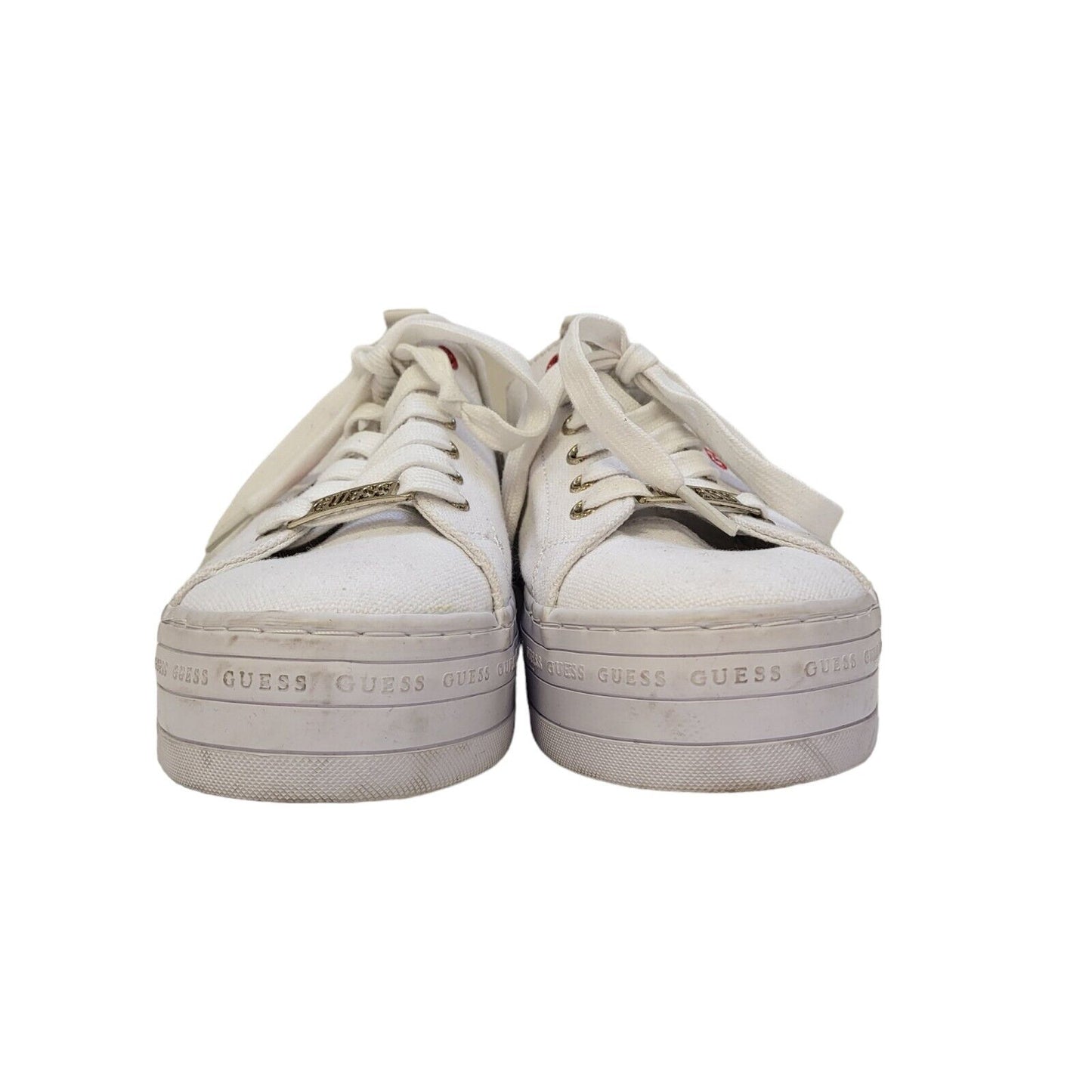 Guess White Lace-up Sports Casual Trainers Uk Women's Size 6