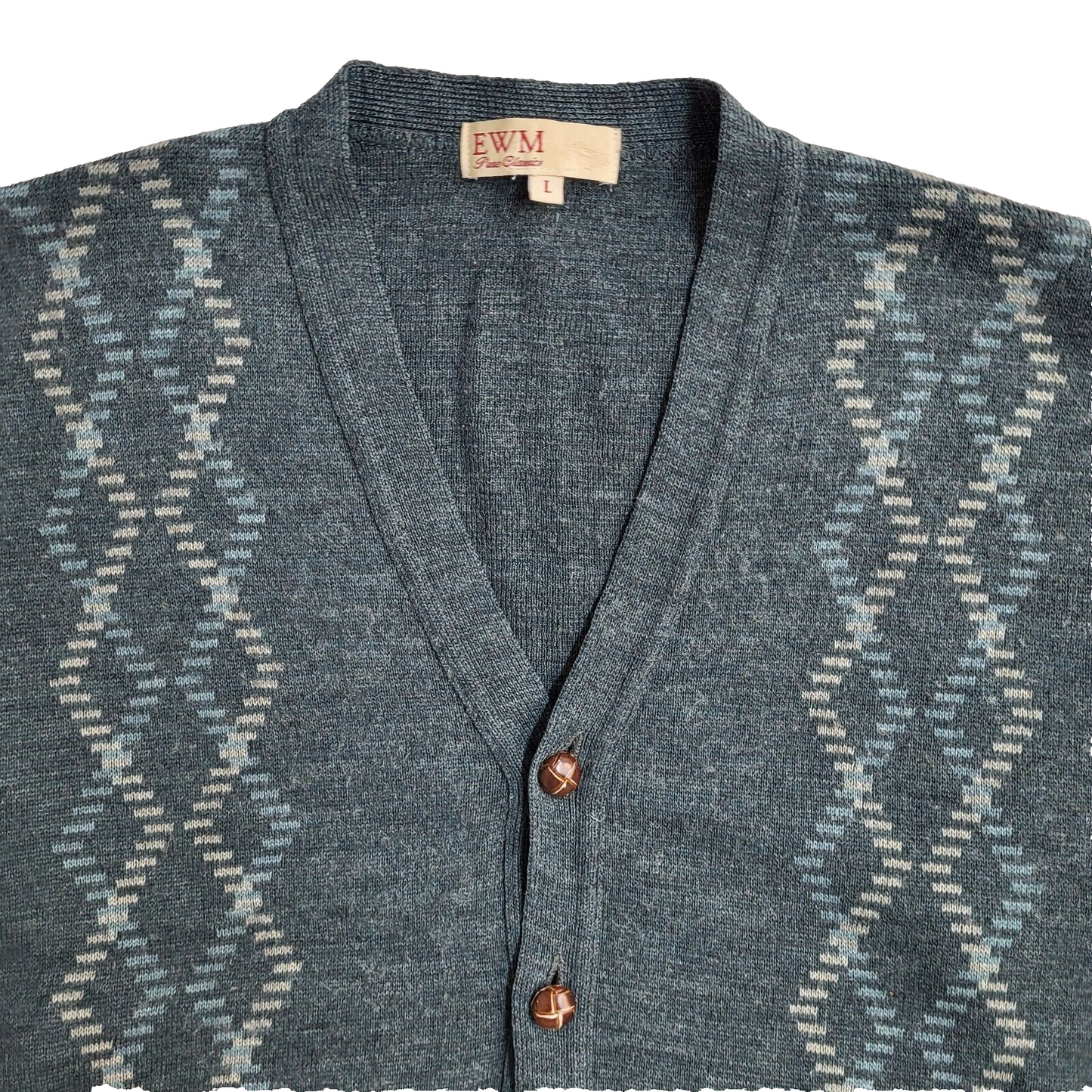 EWM Vintage 80s Green Button Front Cardigan Men's UK L