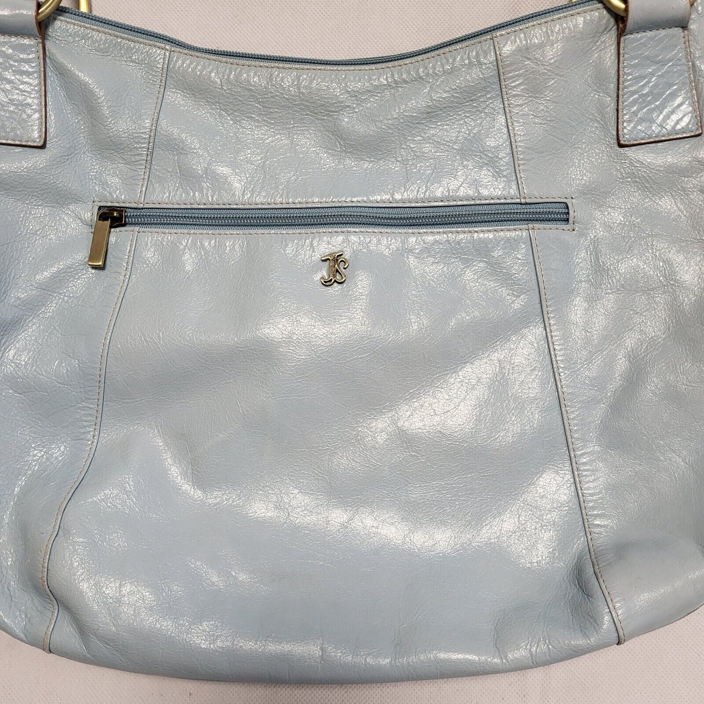 Jane Shilton Blue Leather Shoulder Hand Bag Uk Women's Size 15.5" x 12.5"