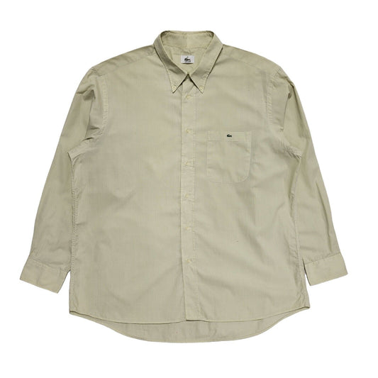 Lacoste Vintage Y2K Green Regular Fit Long Sleeve Shirt Mens UK Size XL
