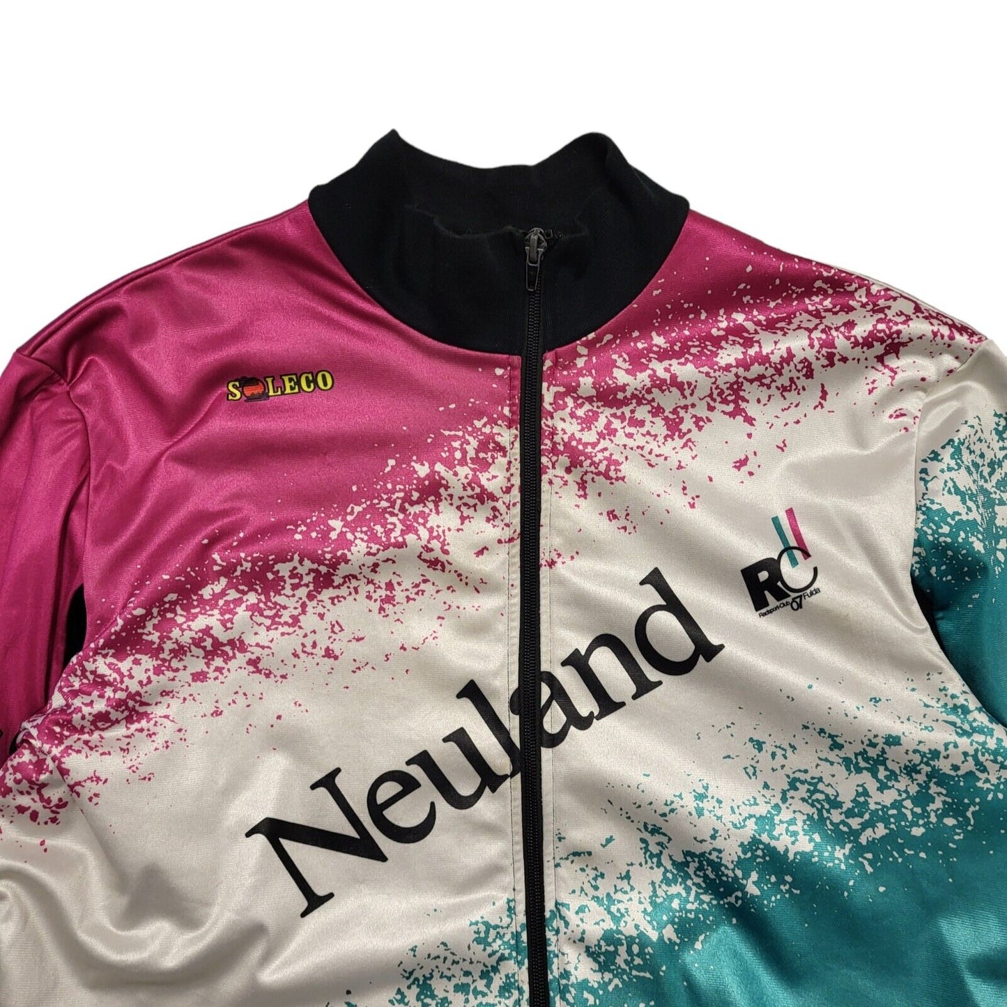 Gamex 80s White Green Pink Zipped Cycling Jacket Top Uk Men's Size M