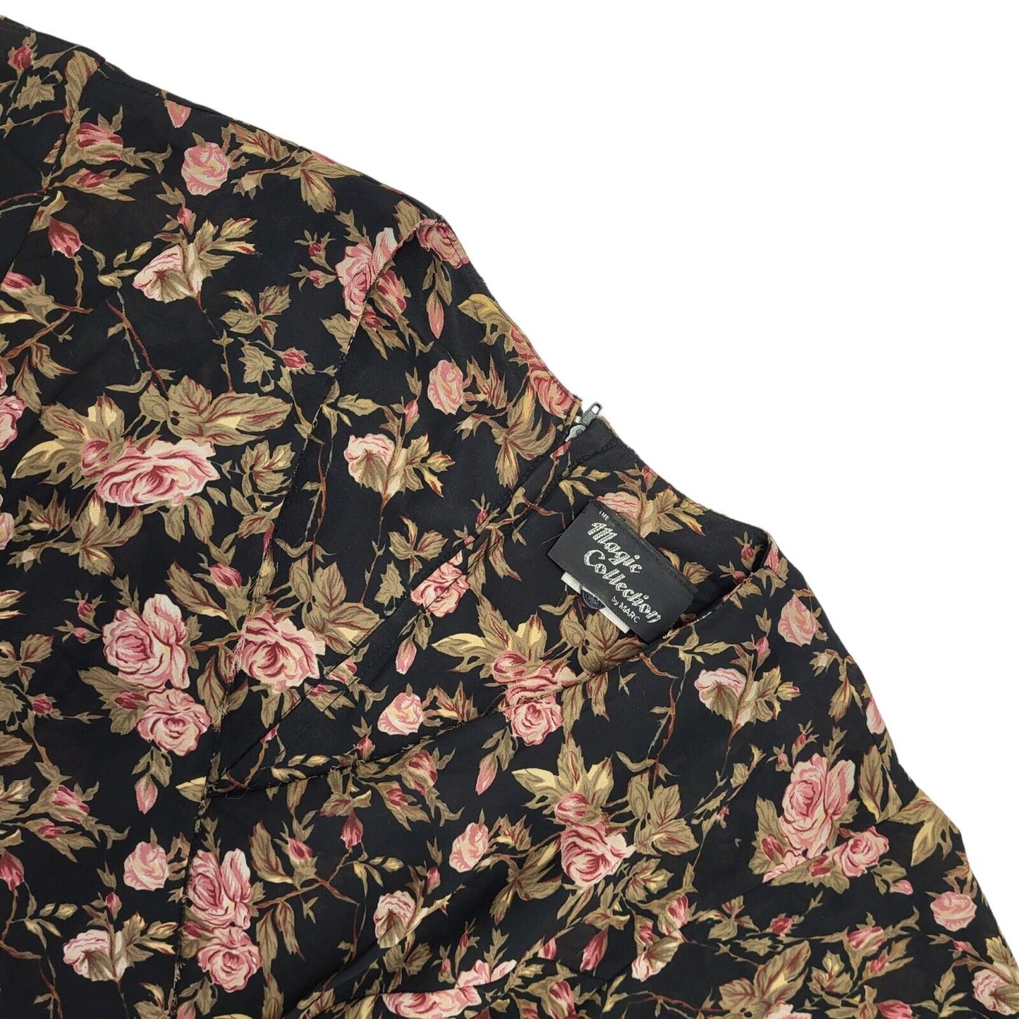 Magic Collection Black & Pink Floral Dress Women's UK14