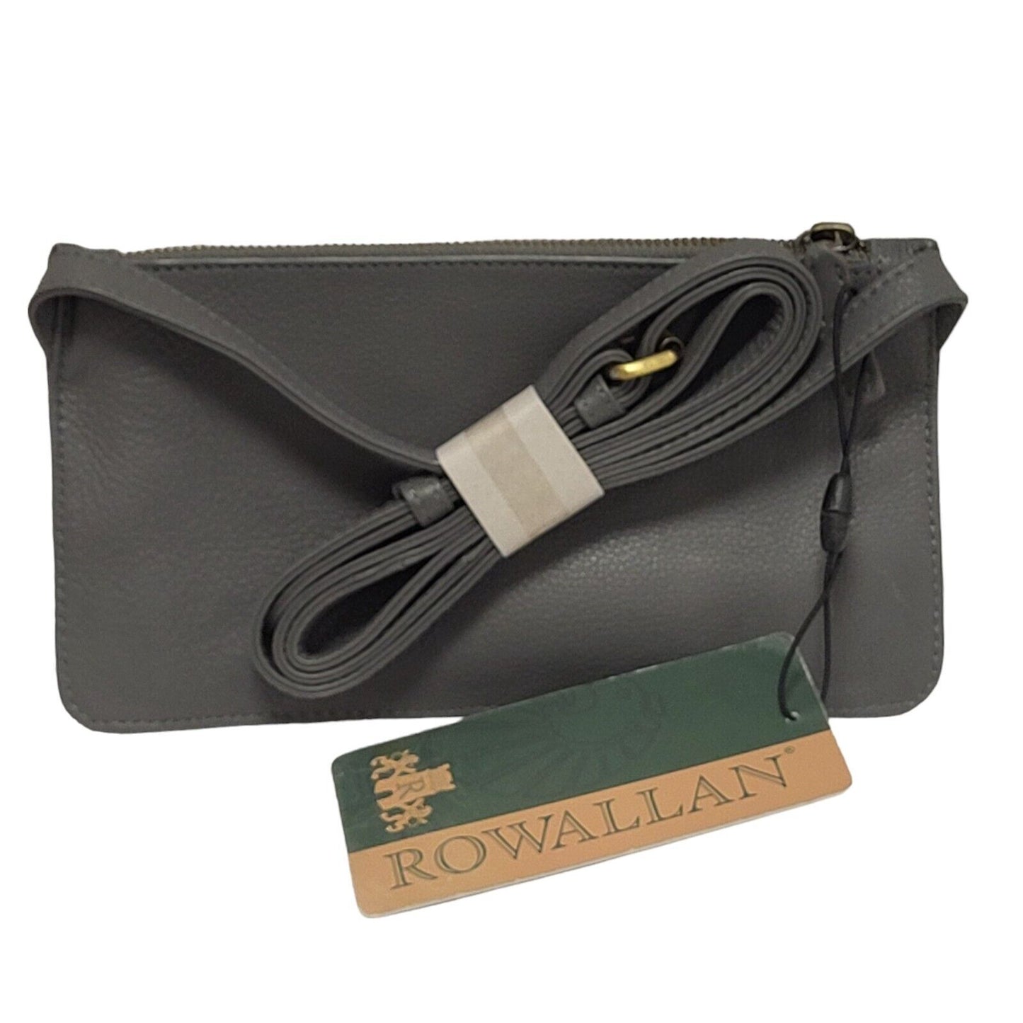 Rowallan Grey Zip Leather Mini Shoulder Bag Uk Women's Size 5" x 9" Bnwt
