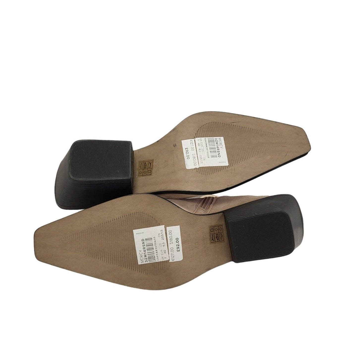 Topshop Beige Suede Block Heel Boots Uk Women's Size 7 BNWOB