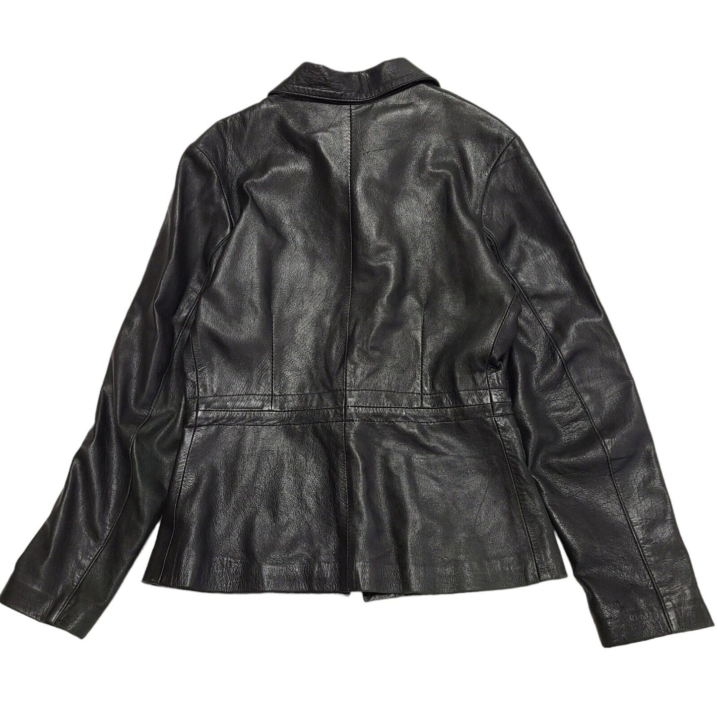 Gaffa & Co 90s Vintage Zip Up Black Leather Jacket Uk Women's Size Medium