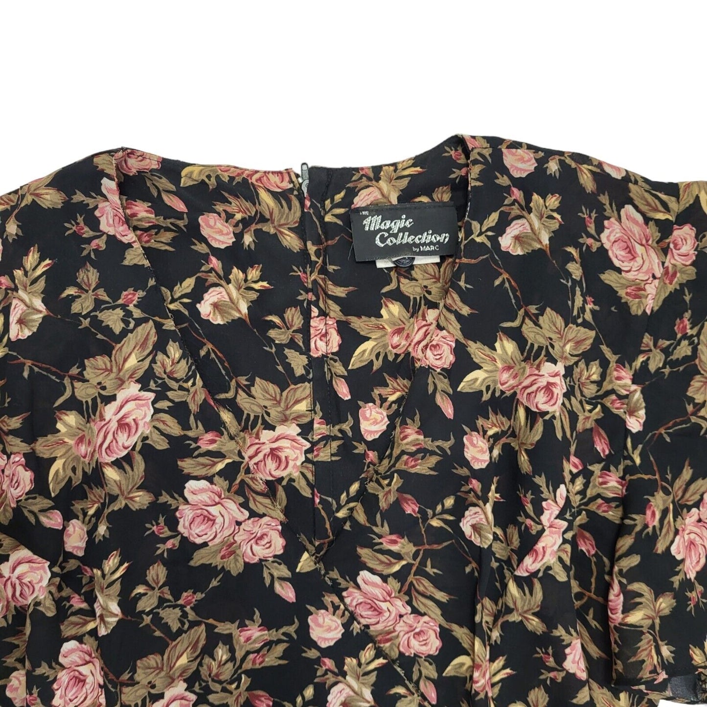 Magic Collection Black & Pink Floral Dress Women's UK14