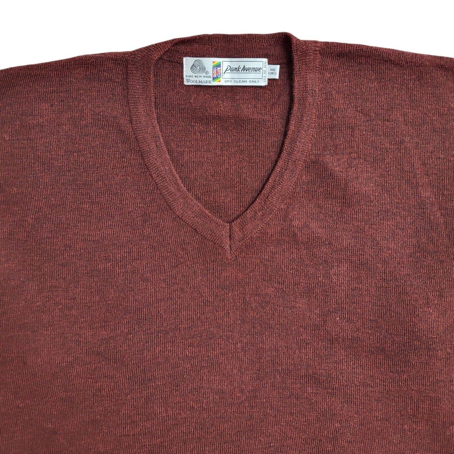 Park Avenue Wool Burgundy V-Neck Vintage 90's Jumper Men's UK XL
