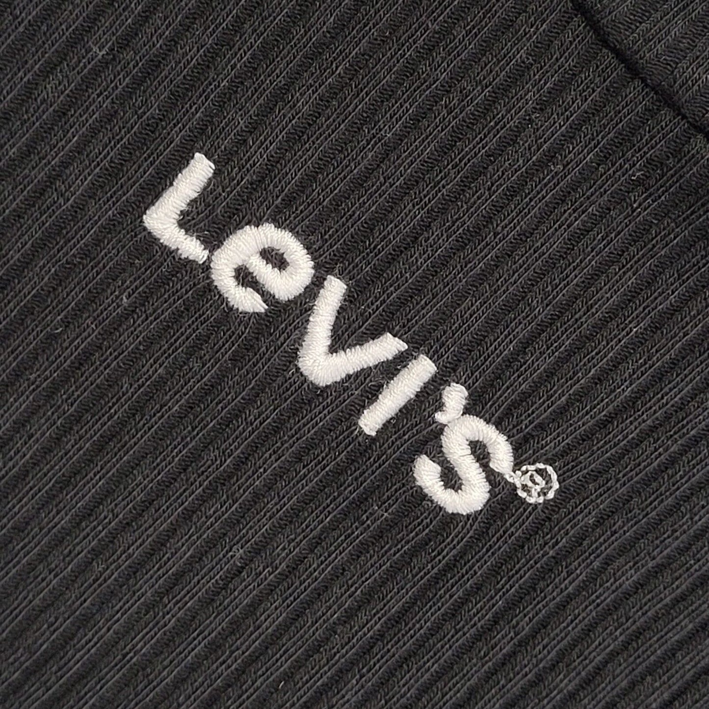 Levi's Y2K Black Round Neck Ribbed Short Sleeve Top Womens UK Size XS