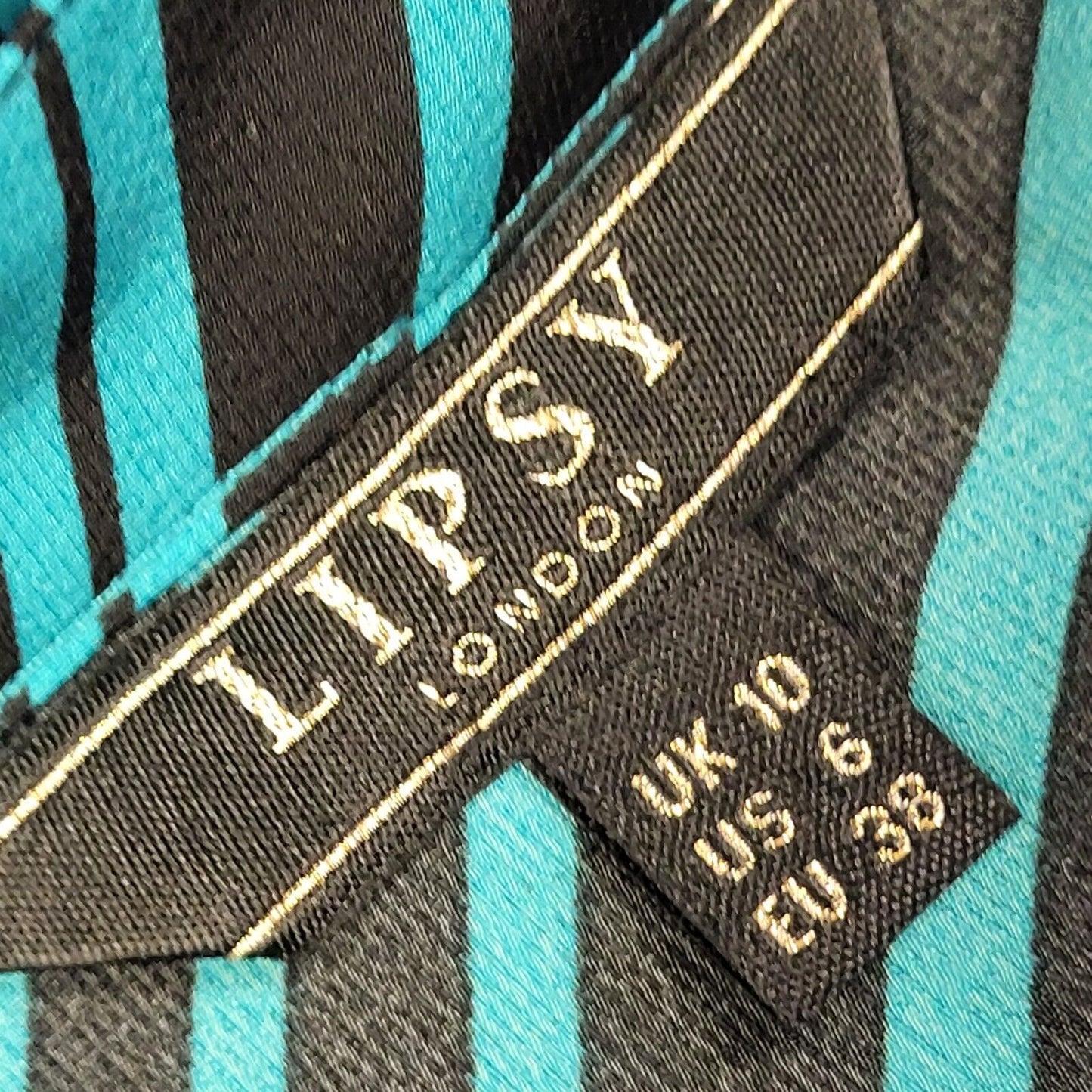 Lipsy Vintage 90's Blue Black Long Sleeve Shirt Dress UK Women's Size 10