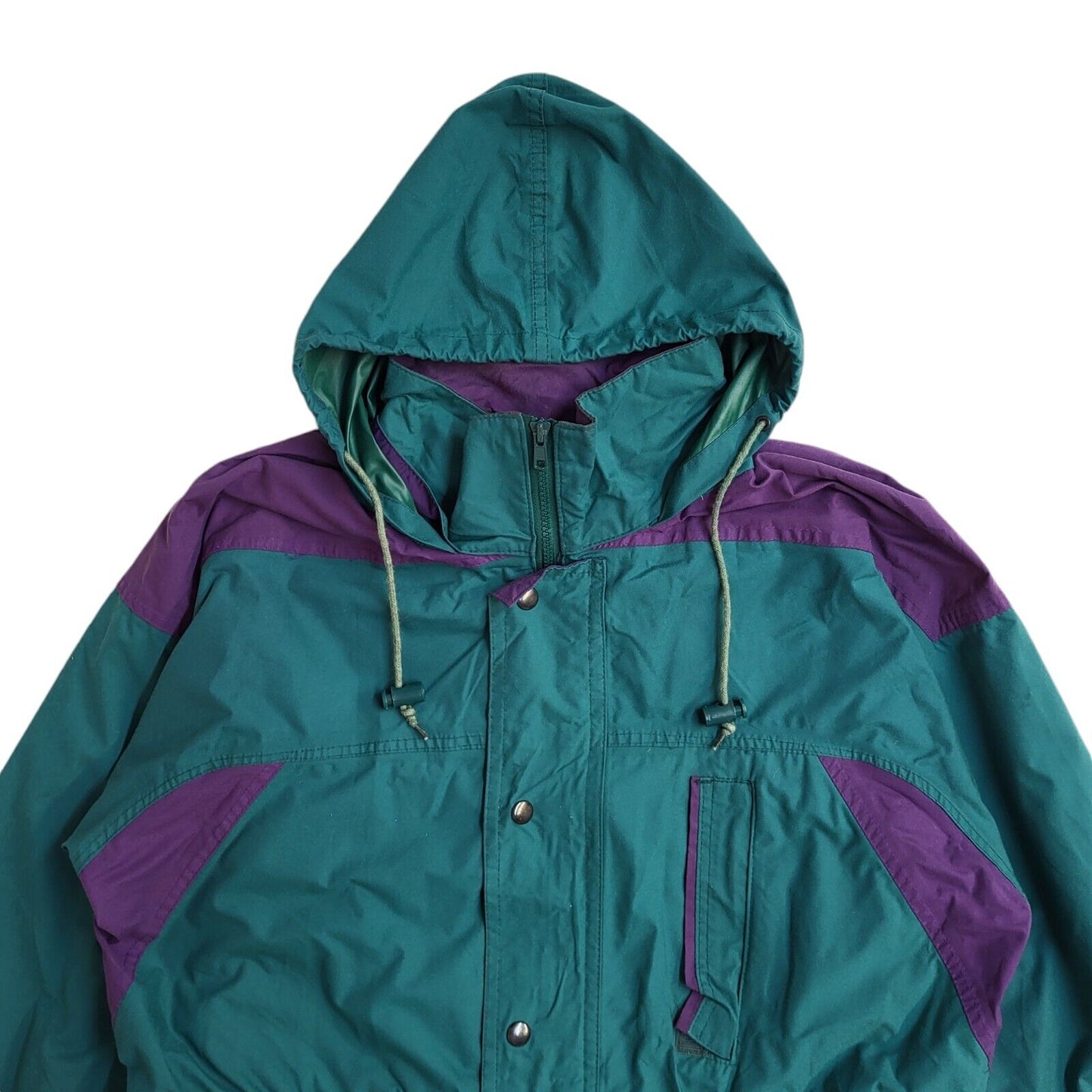 Regatta Vintage 80s Green & Purple Hooded Jacket Uk Men's Size Small