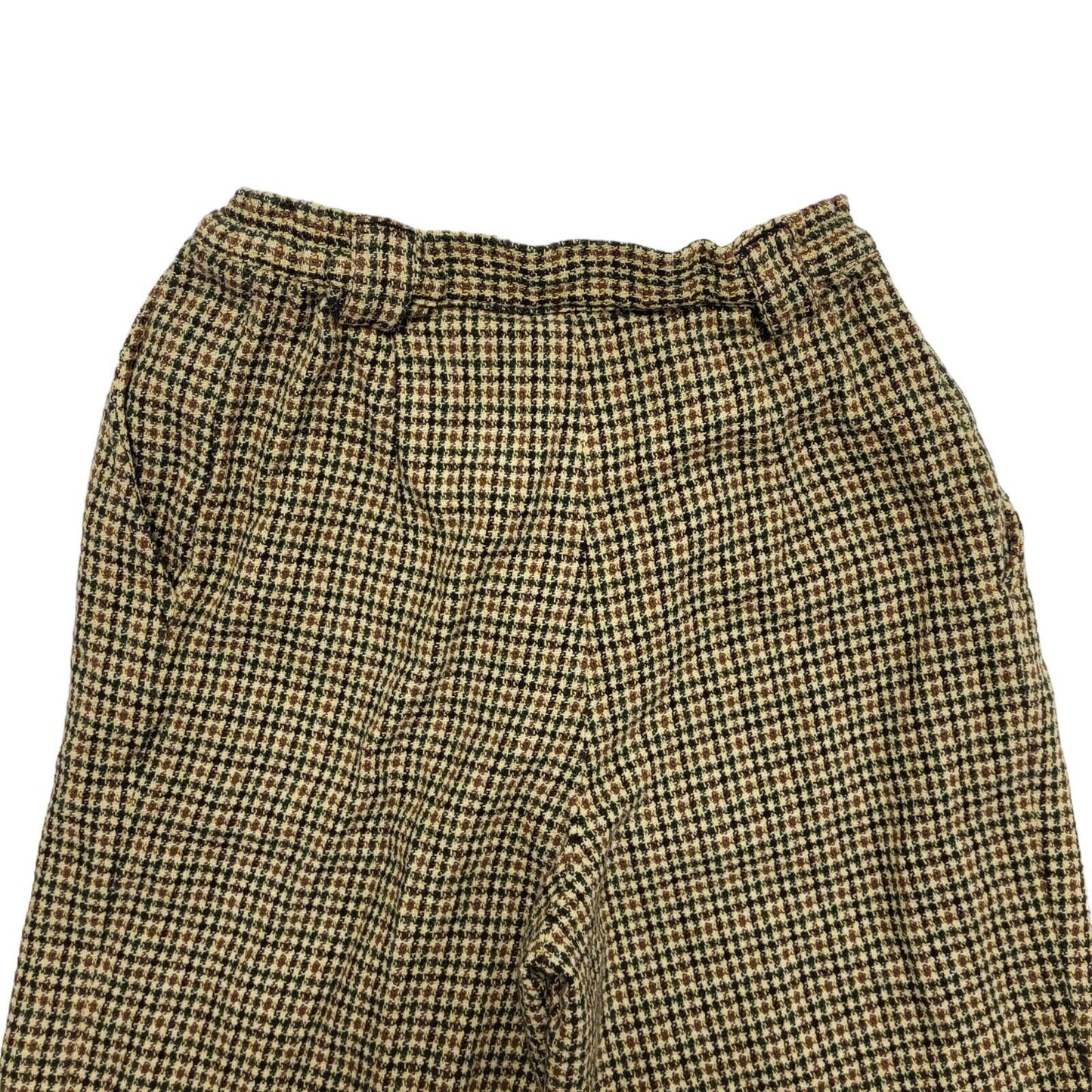 C&A 90s Khaki & Tan Check Casual Trousers Uk Women's 10 W28 L26