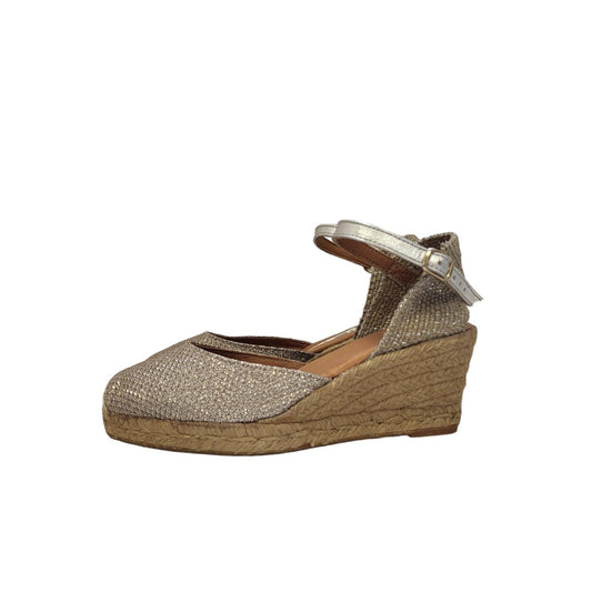 John Lewis Gold Vintage Buckle Wedge Shoes Uk Women's Size 4.5