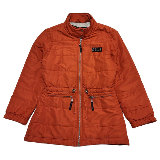 Elle 90s Vintage Orange Zip Up Quilted Jacket Women's Size Medium