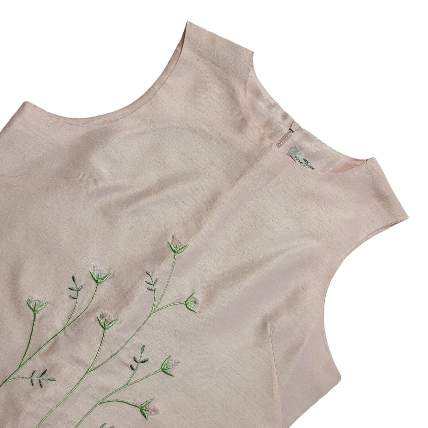 M&S Vintage 90s Pink Floral Sleeveless Dress Uk Girl's Age 14 W28-32