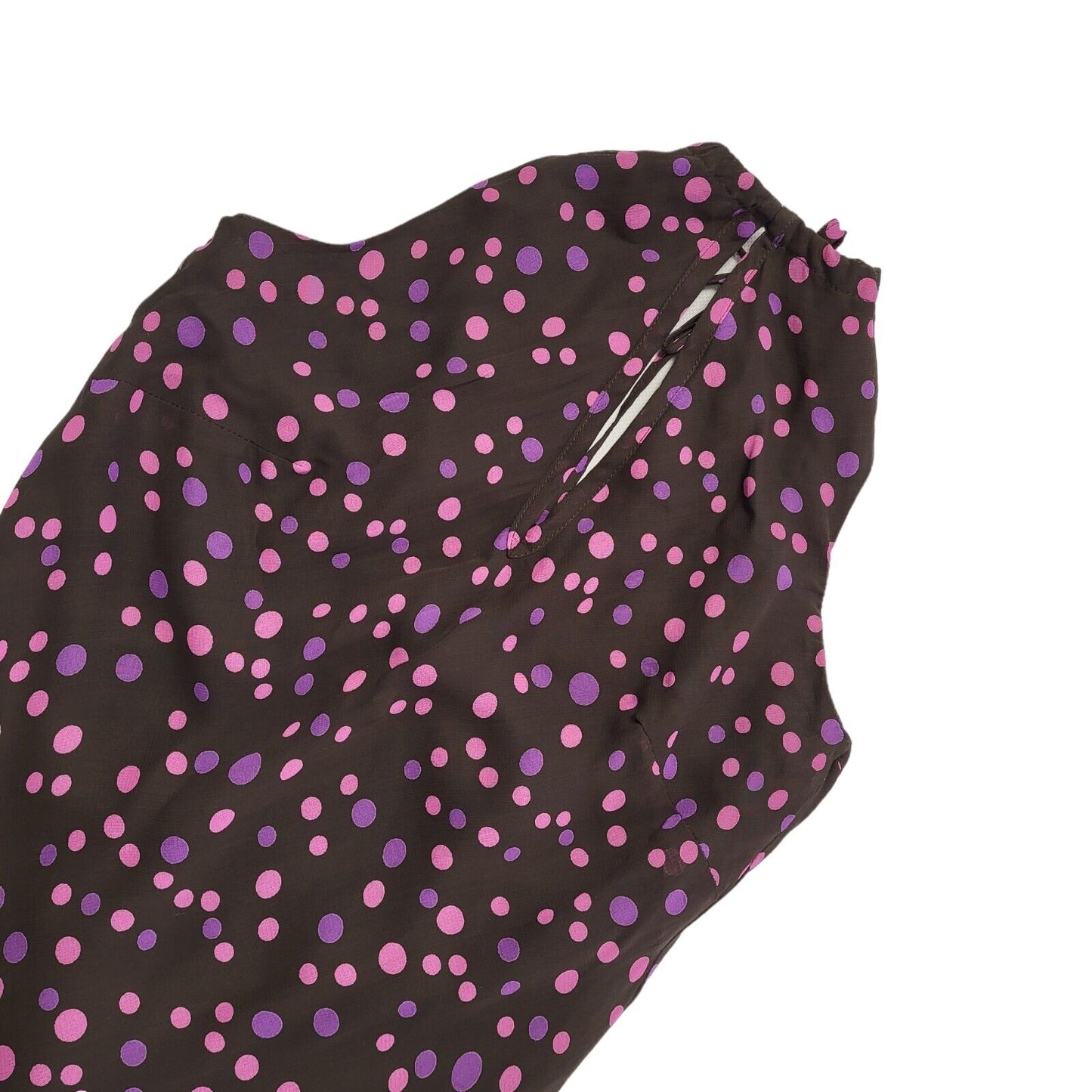 Bay Vintage 90s Pink & Purple Polka Dot Sleeveless Dress Uk Women's Size 10