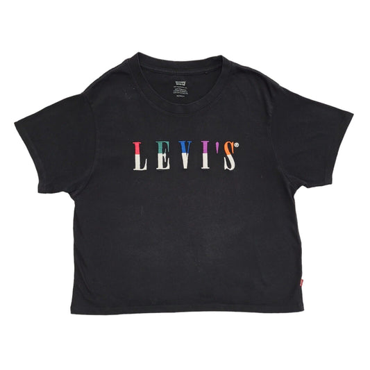 Levi's Black Vintage Y2K Black Cropped Overized T-Shirt Womens UK Size XS