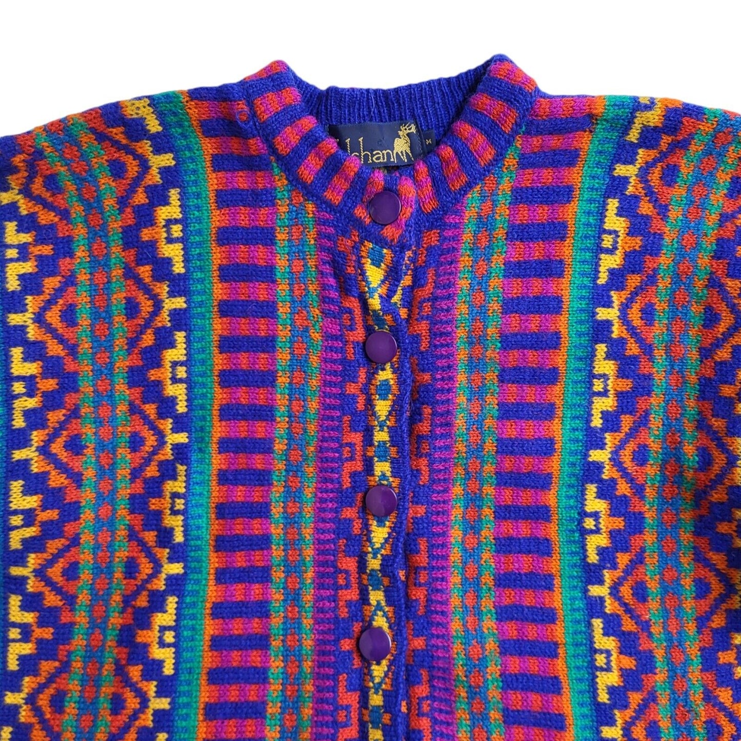 Tulchan Vintage 90's Purple Pink Knitted Cardigan UK Women's Size M