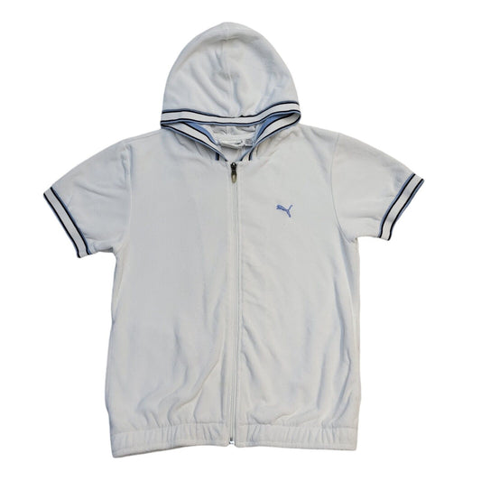 Puma Y2K White Full Zip Short Sleeve Sweatshirt Hoodie UK Women's Size 14