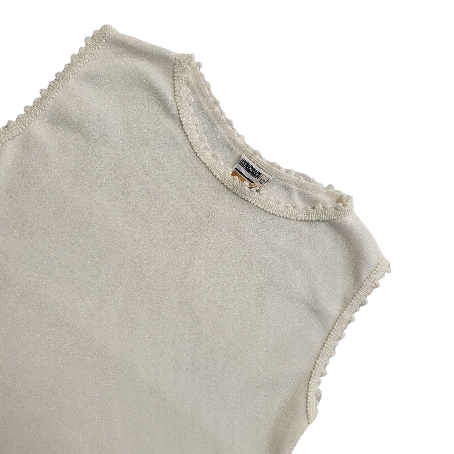 Keynote Vintage 70s White Sleeveless Top Uk Women's Size 12