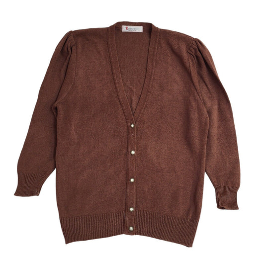 Keena Burgundy Vintage 90's Button Front Cardigan UK Women's Size 16
