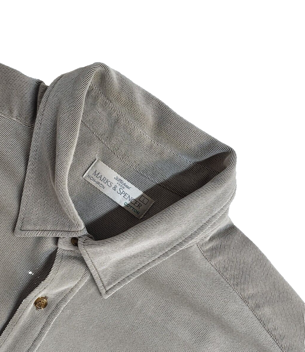 Marks and Spencer Grey Vintage 90's Long Sleeve Shirt UK Men's Size L