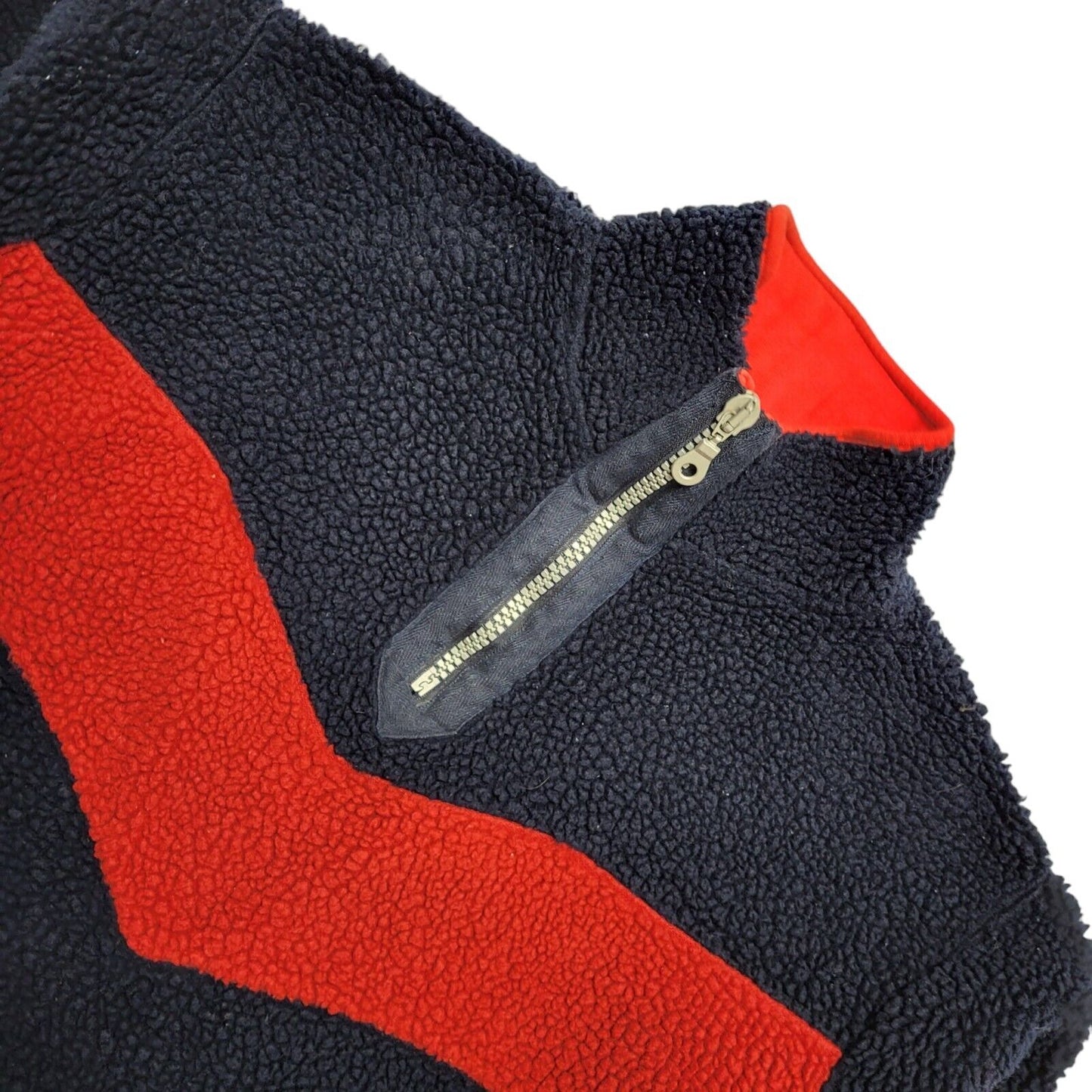 Escapiste Vintage 90's Blue & Red 1/4 Zip Fleece Sweatshirt Mens UK L