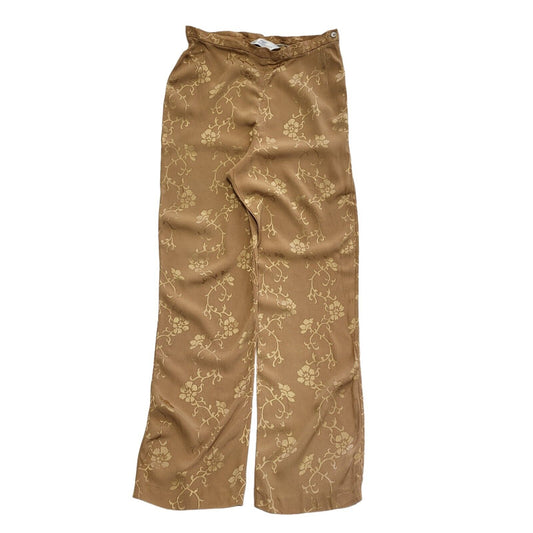 M&S Vintage 90's Brown Floral Straight Leg Trousers Womens Size 16 W30 L32