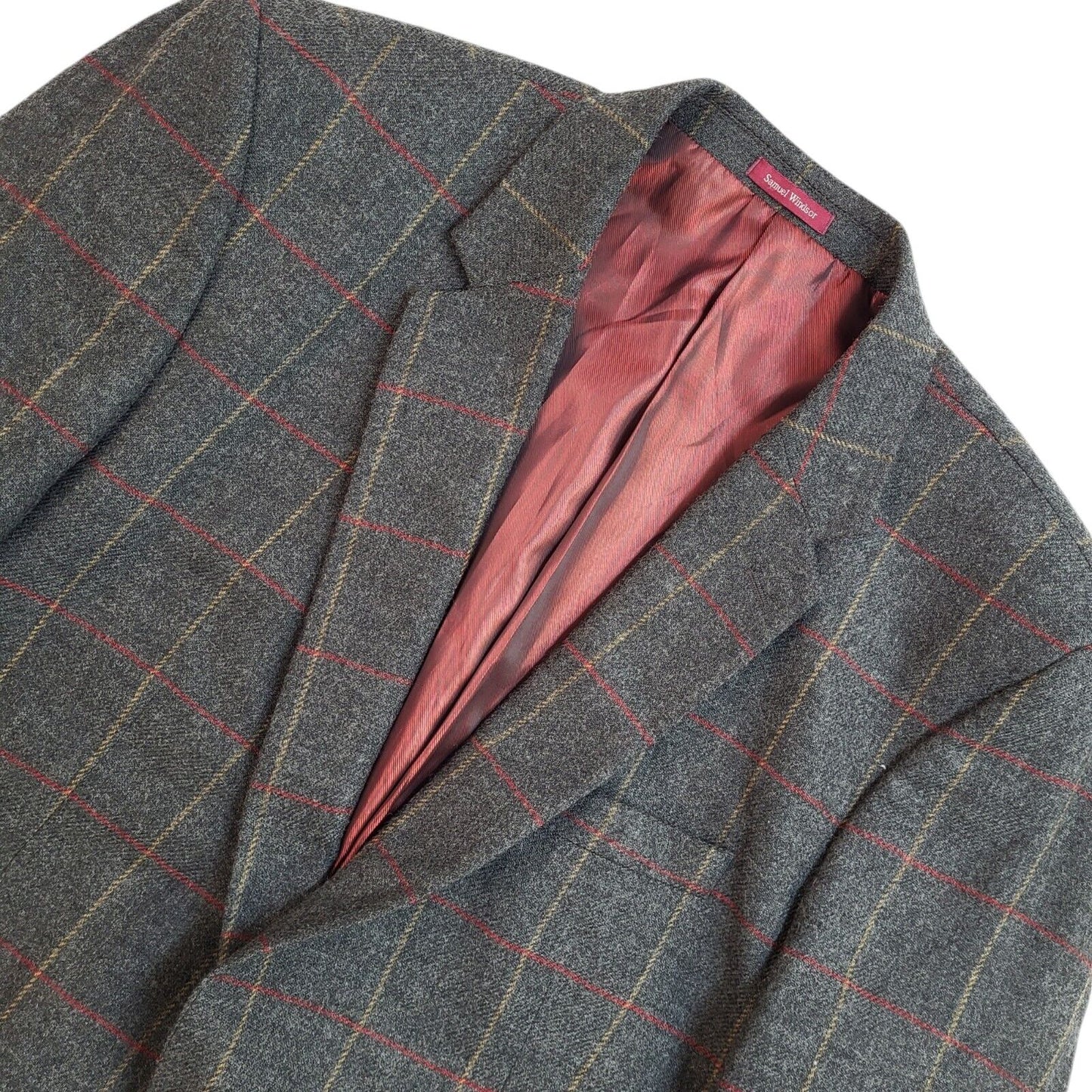 Samuel Windsor Grey Check Y2k Blazer Suit Jacket Uk Men's Size XL 44"