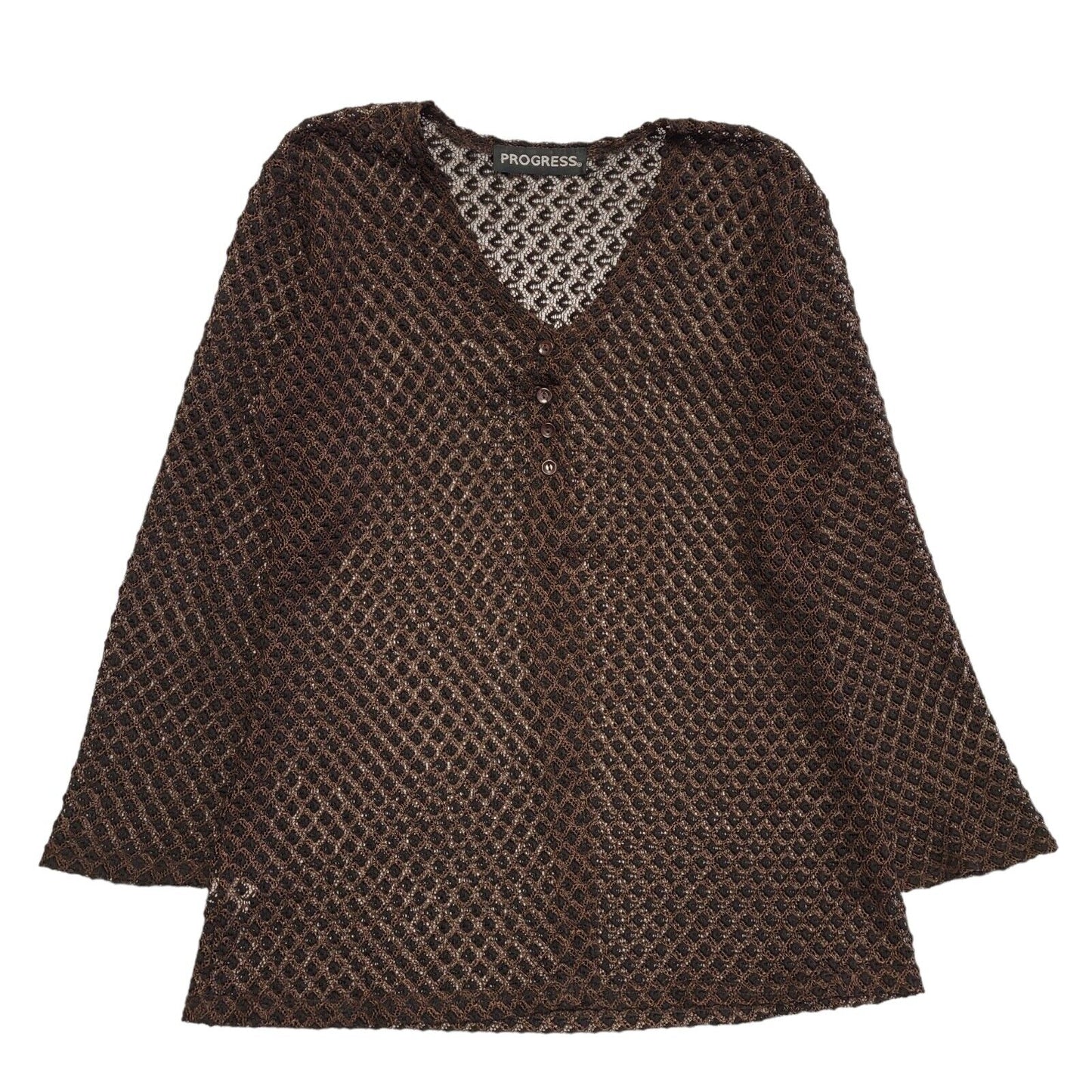 Progress Y2K Black & Brown Button Front Cardigan Womens UK Size 12