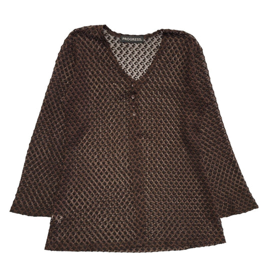 Progress Y2K Black & Brown Button Front Cardigan Womens UK Size 12