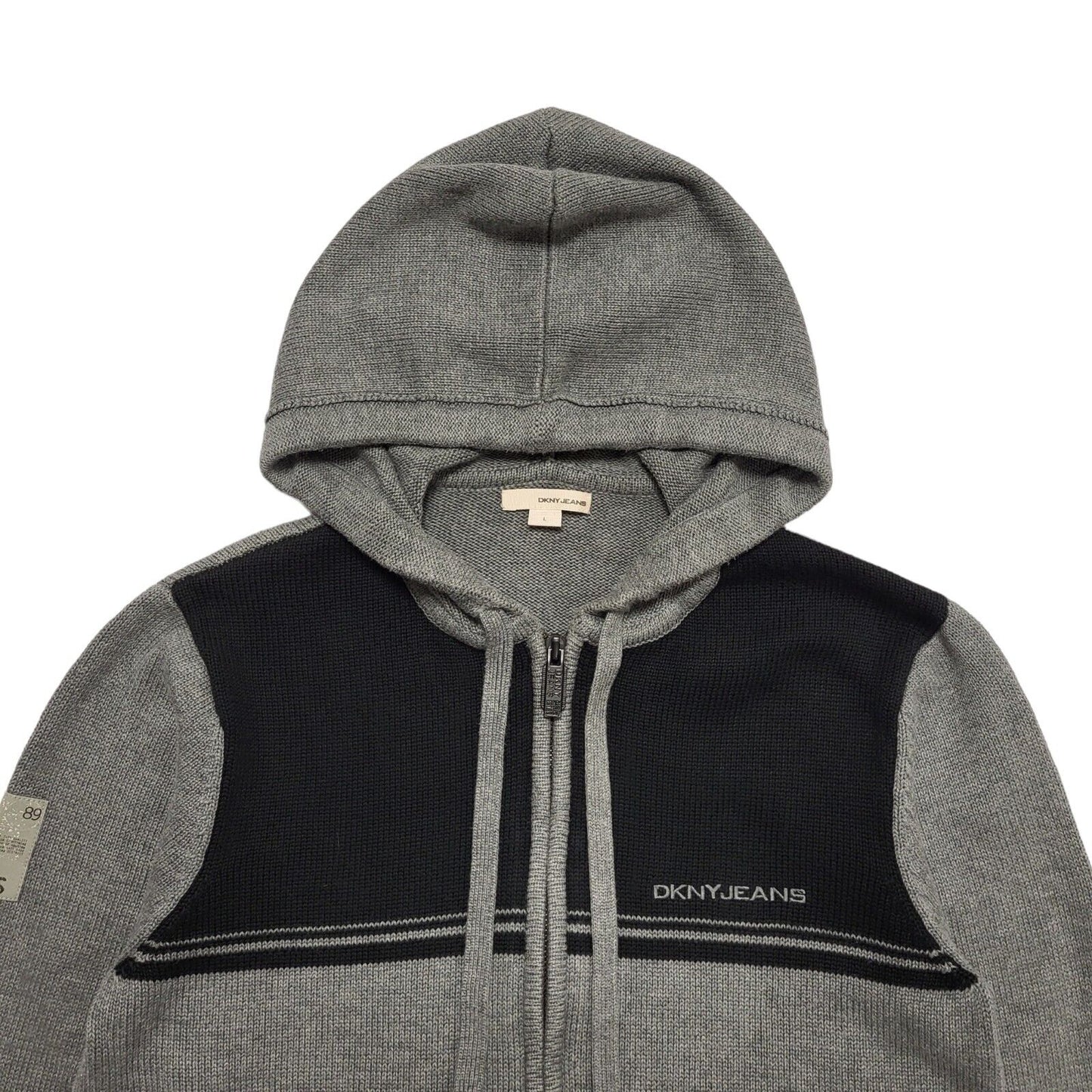 DKNY Vintage Y2K Full Zip Hooded Grey Cardigan Boys Size Large