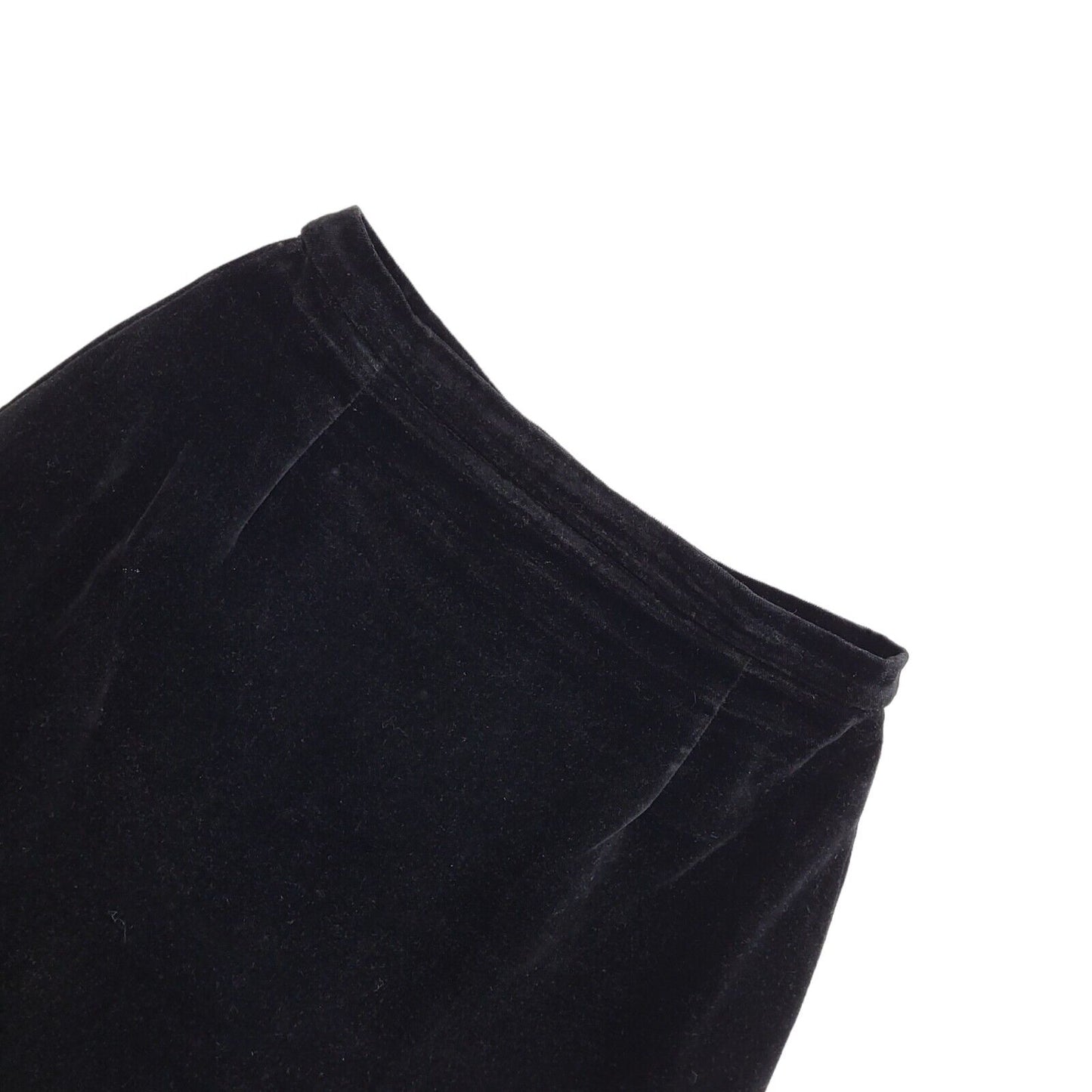 Vintage 80's Black Velour Midi Skirt Womens UK Size 14 W30