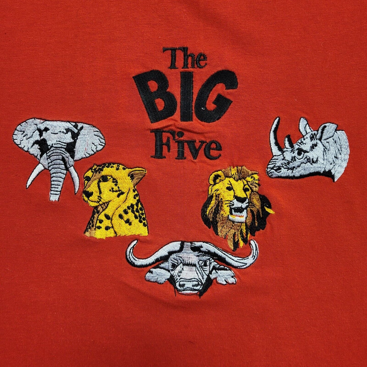 Jamboree The Big Five Red Animals Vintage 90s T-Shirt Uk Men's Large