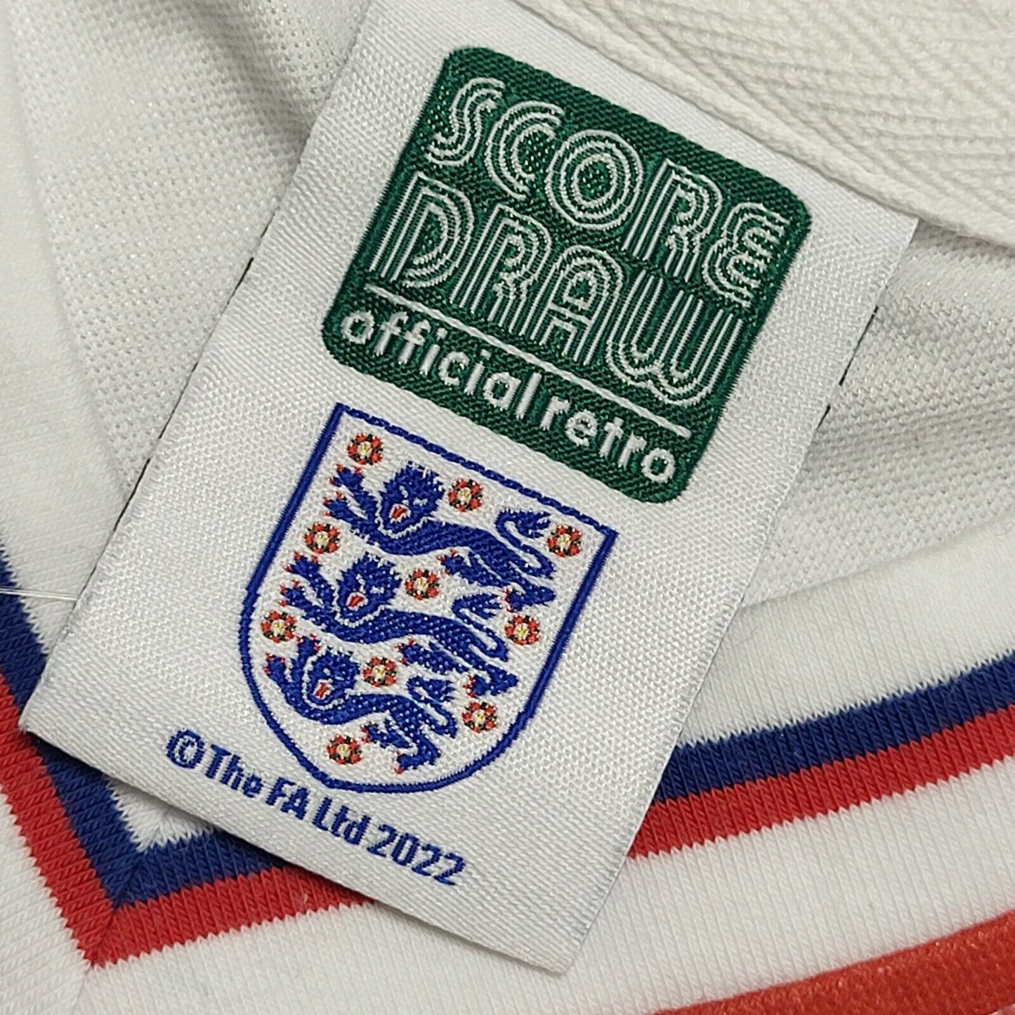Score Draw 90s England White Keegan Football Shirt Uk Men's Size Medium