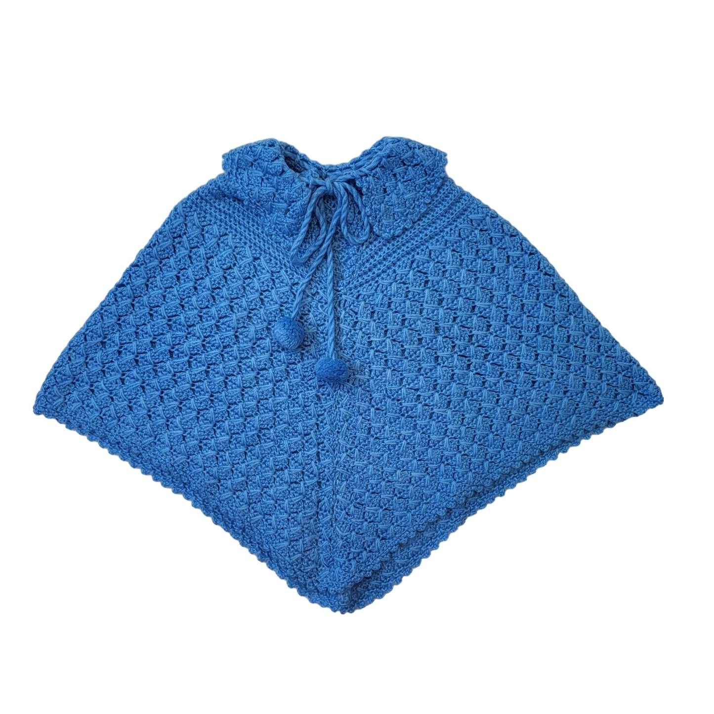 60s Vintage Blue Wool Women's Shawl Size Small