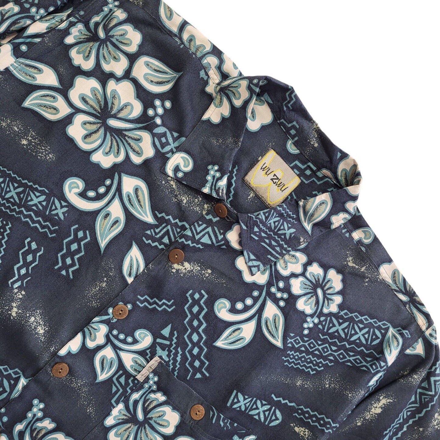 Wu Zwu Y2k Blue Floral Hawaiian Short Sleeve Shirt UK Men's Size M