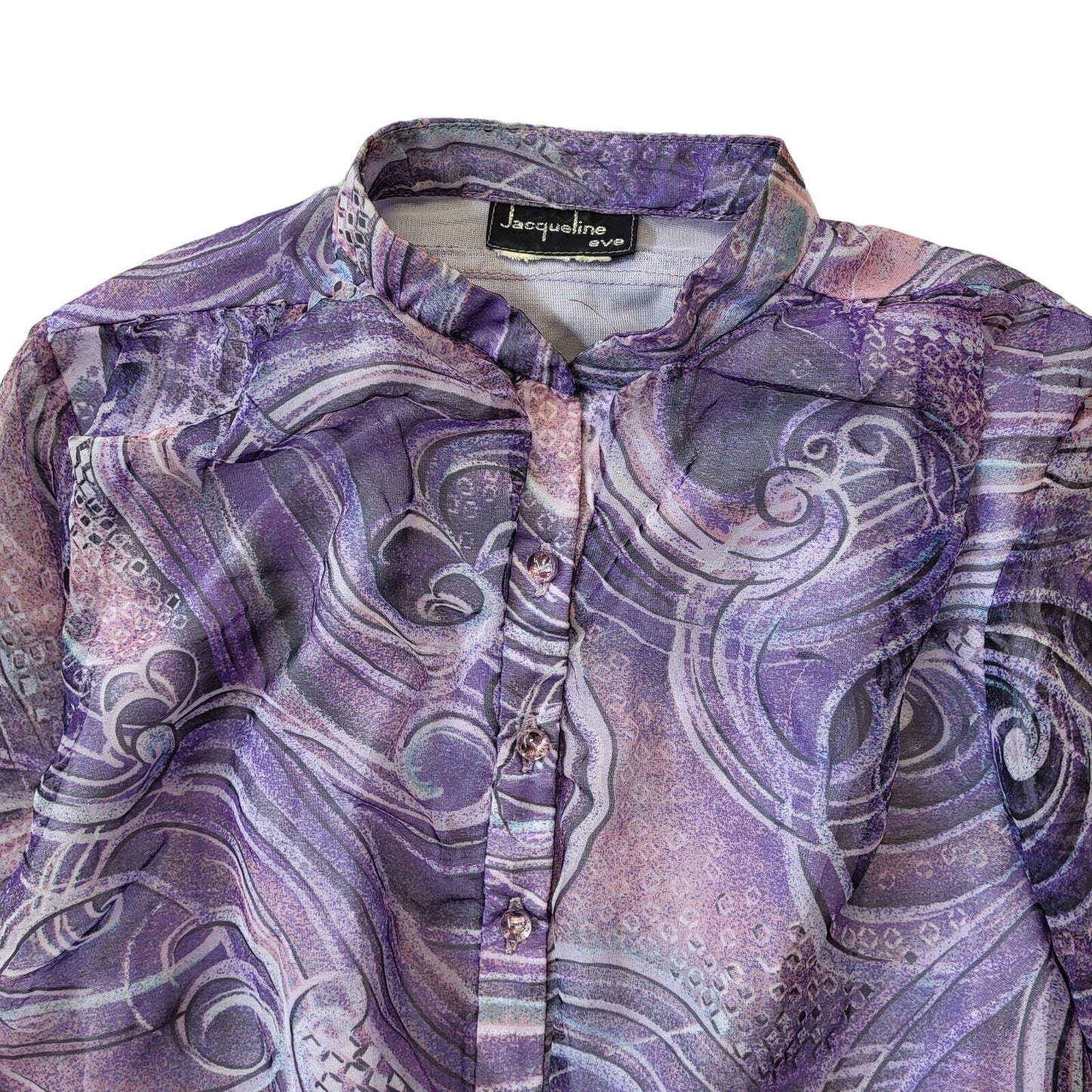 Jacqueline Eve 70s Vintage Purple Buttoned Long Sleeve Dress Women's Size 12
