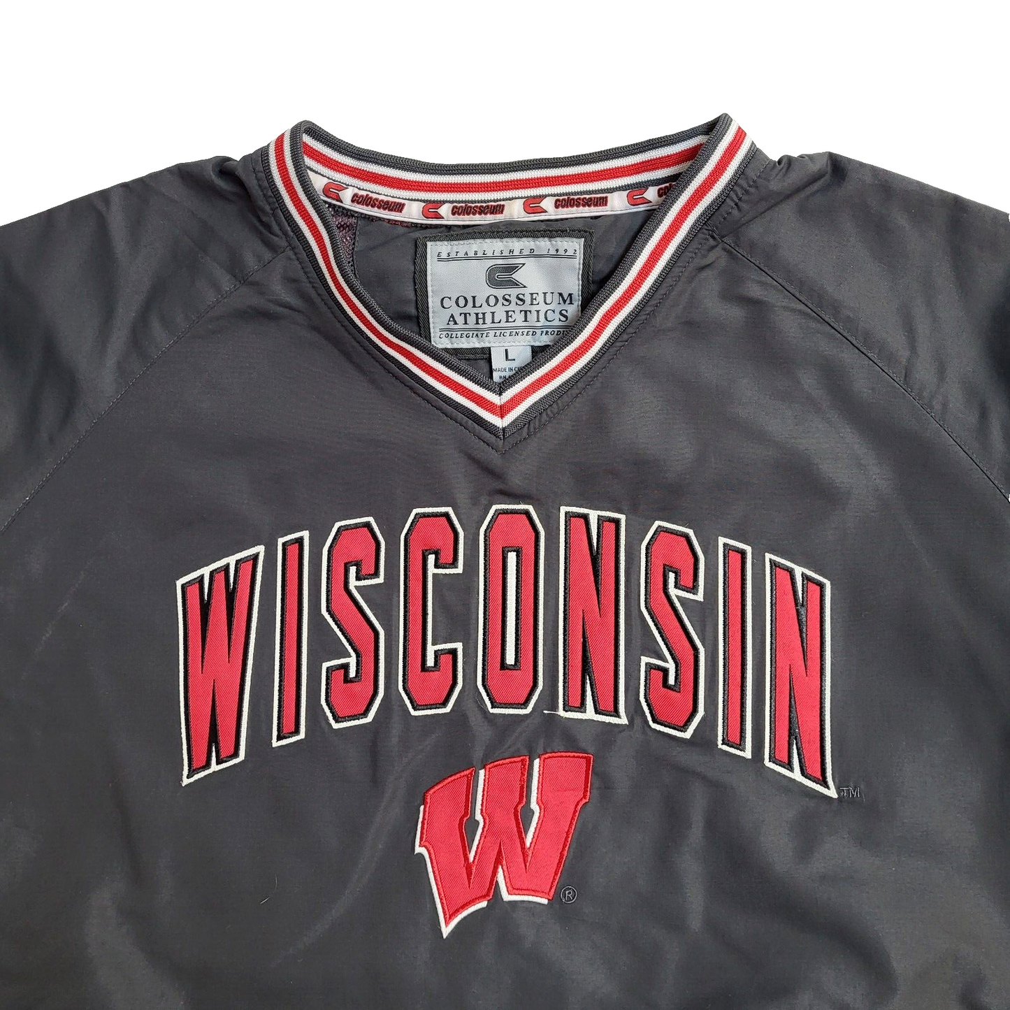Colosseum Athletics Grey Wisconsin Vintage 90's Sweatshirt UK Men's Size L