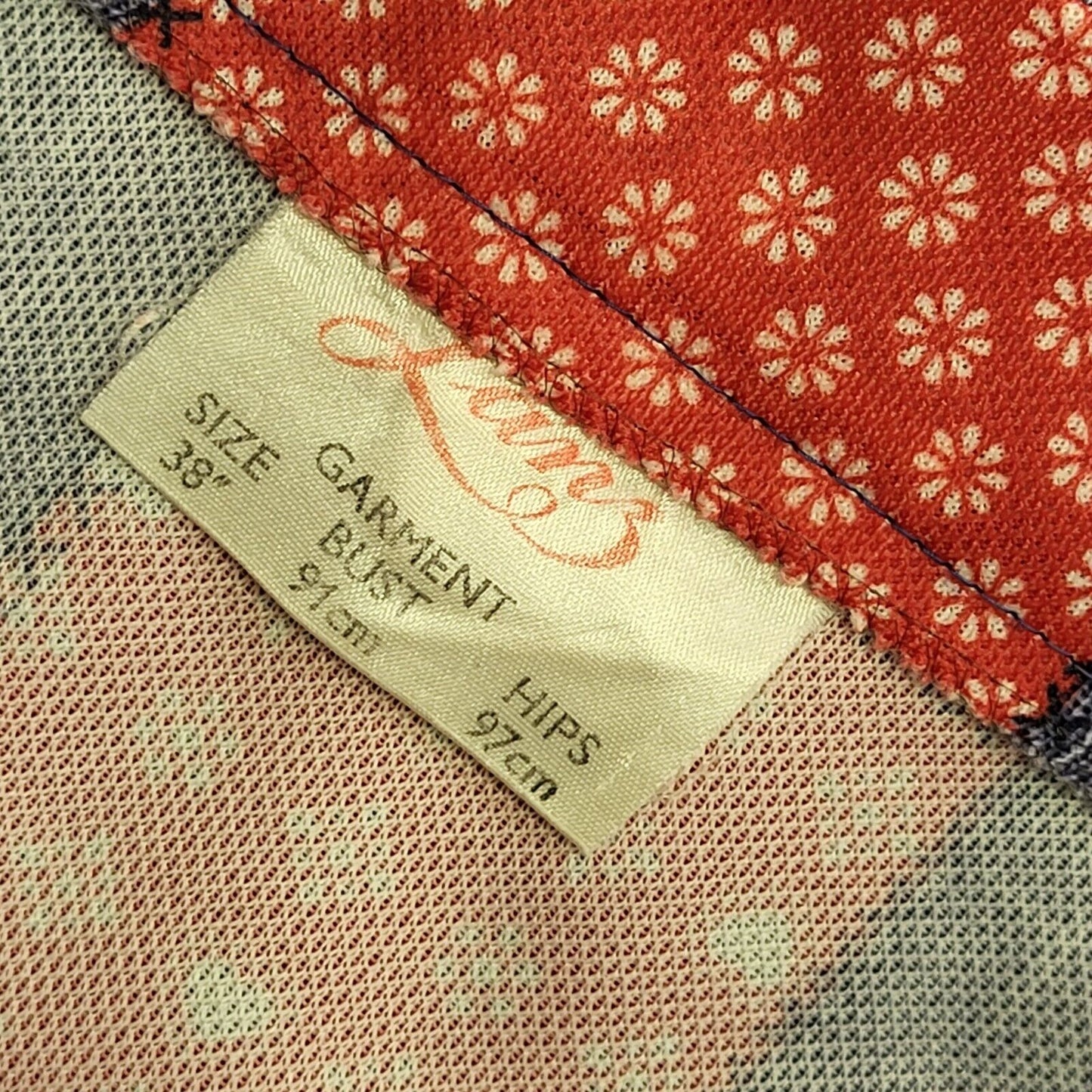 Lanz 70s Red & Blue Patchwork Button A-Line Knee Length Skirt Women's UK 8 W26