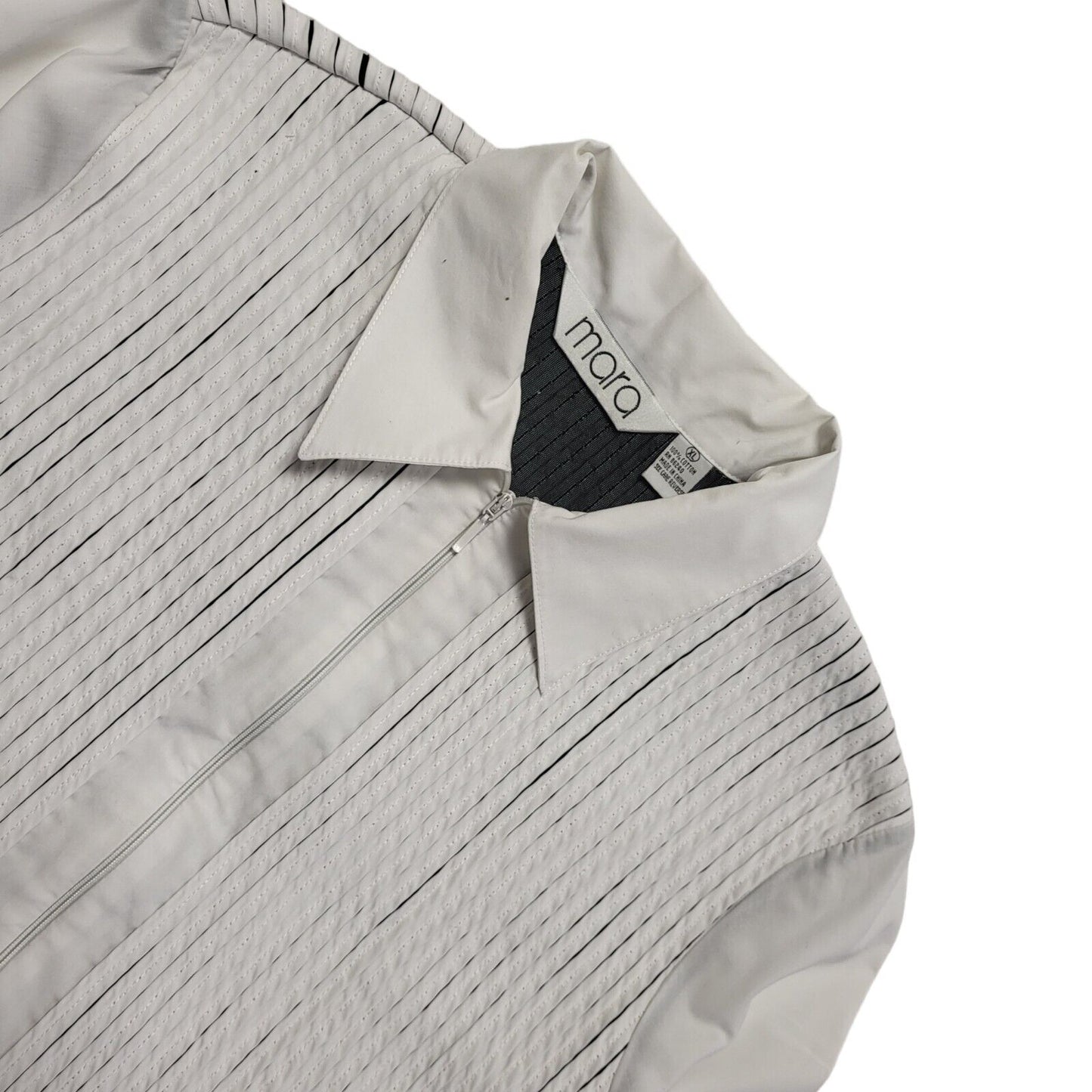 Mara Y2k White Zipped 3/4 Sleeve Shirt Uk Women's Size XL