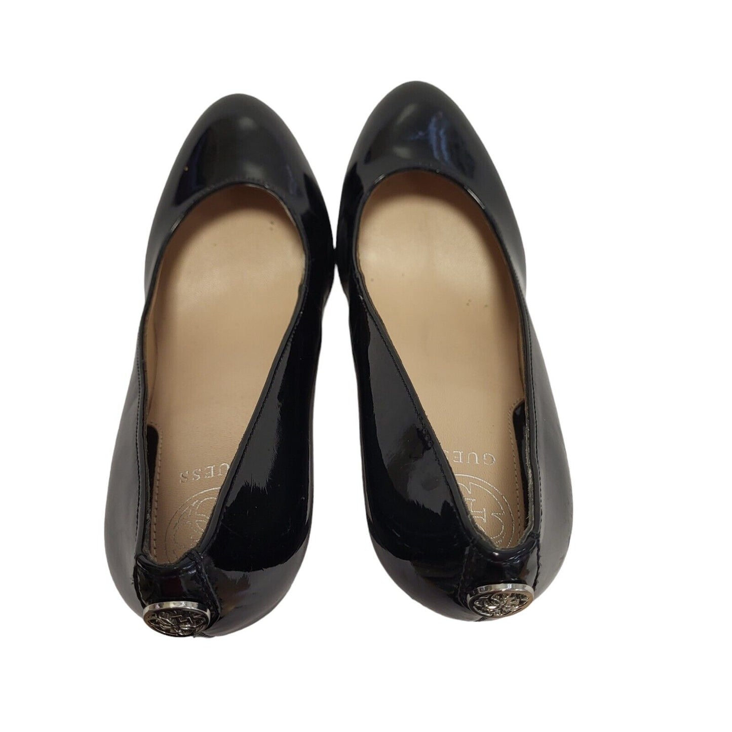 Guess Black Vintage Slip-on Heels Shoes Uk Women's Size 2