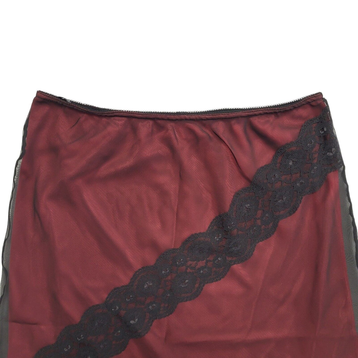 Chaper Vintage 90's Red & Black Lace Midi Skirt Womens UK Size 18