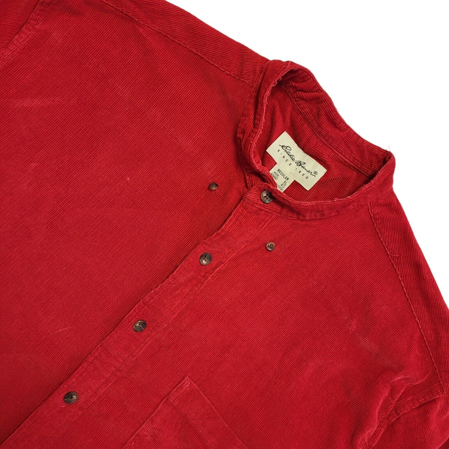 Eddie Bauer Vintage 90's Red Solid Long Sleeve Shirt Men's UK XL
