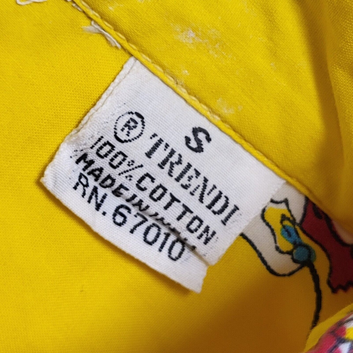 Trendi Vintage 90's Yellow Elephant Print Long Sleeve Shirt Womens UK Size S