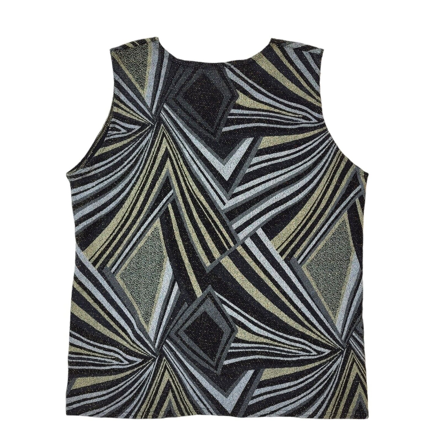 Classic Image 90s Vintage Black Silver Sleeveless Blouse Women's Size L Eu 40