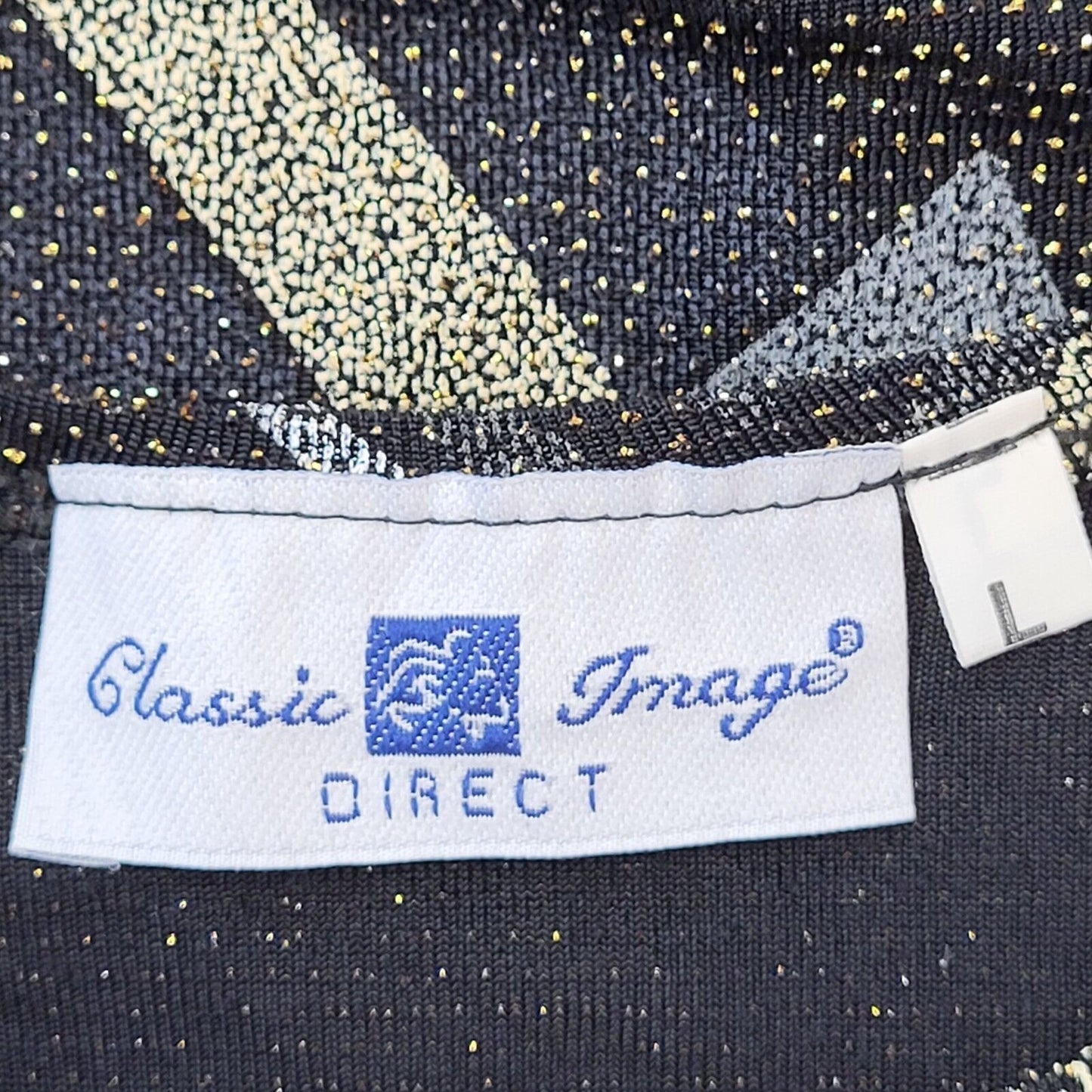 Classic Image 90s Vintage Black Silver Sleeveless Blouse Women's Size L Eu 40